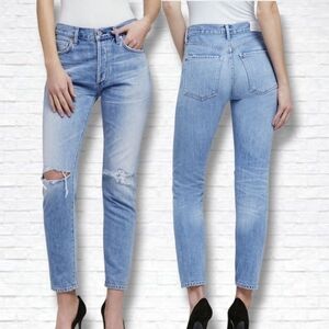 Citizens Of Humanity Torn Wash Liya High Rise Classic Fit Crop Jeans Size 28